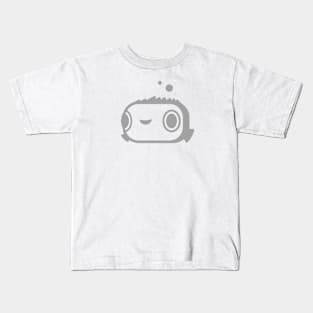 Happy Puffer Fish. Minimalist design of marine creature in grey ink Kids T-Shirt